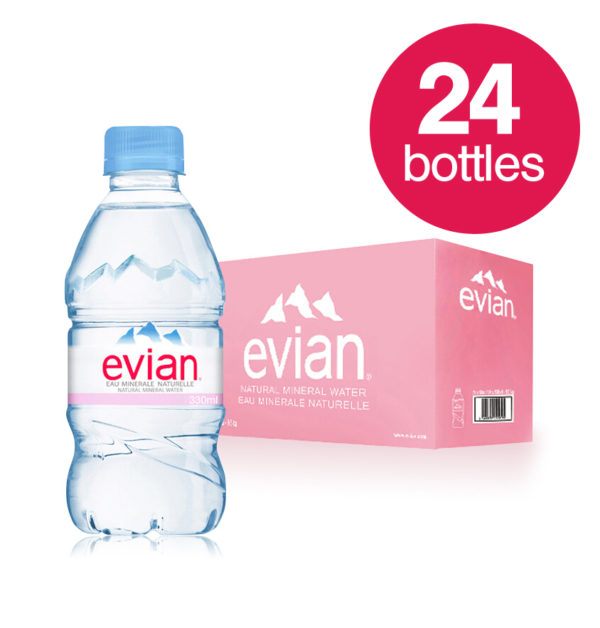 Evian Still Natural Mineral Water, 24 x 330ml